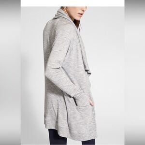 Athleta Gray Long Sleeve Cardigan Sweater. S Waterfall Front Magnetic Closure